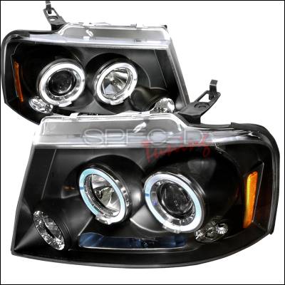 Spec-D - Ford F150 Spec-D Halo LED Projector Headlights - Black - 2LHP-F15004JM-TM