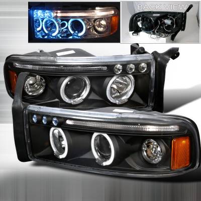 Spec-D - Dodge Ram Spec-D Halo LED Projector Headlights - Black - 2LHP-RAM94JM-TM