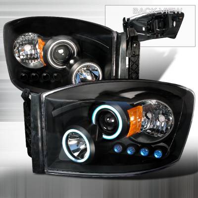 Spec-D - Dodge Ram Spec-D CCFL Halo Projector Headlights - Black - 4LHP-RAM06JM-KS