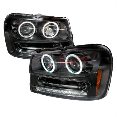 Spec-D - Chevrolet Trail Blazer Spec-D CCFL Halo Projector Headlights - Black - 4LHP-TBLZ02JM-KS