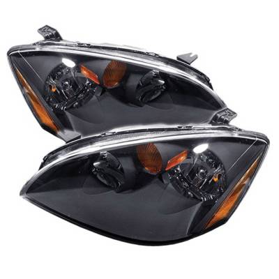 Spyder Auto - Nissan Altima Spyder Amber Crystal Headlights - Black - HD-JH-NA02-AM-BK
