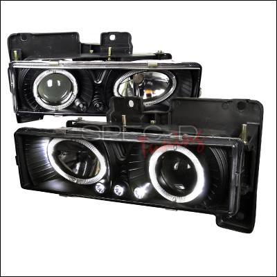 Spec-D - Chevrolet C10 Spec-D Halo Projector Headlights with LED - Black - LHP-C1088JM-RS