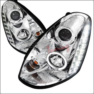 Spec-D - Infiniti G35 4DR Spec-D Projector Headlights - Chrome Housing - LHP-G35054-TM
