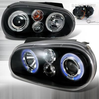 Spec-D - Volkswagen Golf Spec-D Halo LED Projector Headlights - Black - LHP-GLF99JM-TM