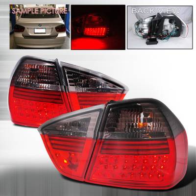 Spec-D - BMW 3 Series 4DR Spec-D LED Taillights - Red & Smoke - LT-E9005RGLED-APC