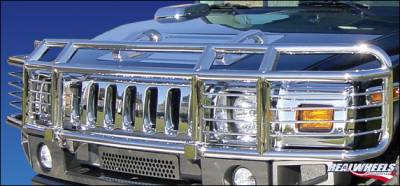 RealWheels - Hummer H2 RealWheels Brush Guard - Double Tier Wrap Around with Inserts - Polished Stainless Steel - 1PC - RW302-2-A0102