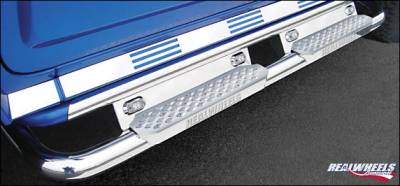 RealWheels - Hummer H2 RealWheels Bent Side Step Tube with Stainless Steel Step & Upper Tube Facade LED Lighted Back Plate - Kit - RW401-6-A0102