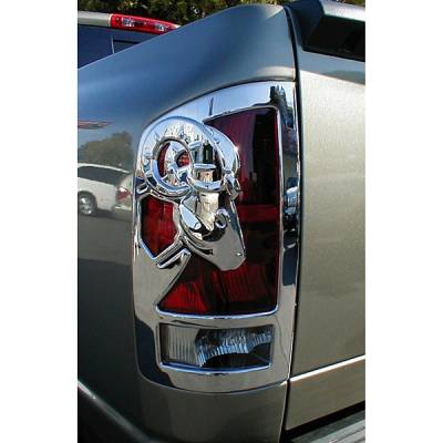 V-Tech - Dodge Ram V-Tech Taillight Covers - 3D Big Horns Style - Chrome - 1327704