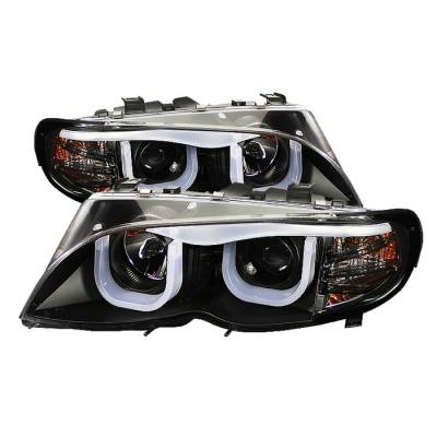 Spyder - BMW 3 Series 4DR Spyder Projector Headlights - 3D Halo - Black - 444-BMWE4602-4D-3DDRL-BK