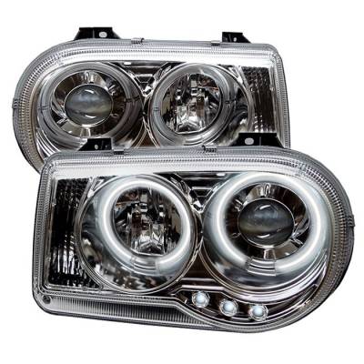 Spyder - Chrysler 300 Spyder Projector Headlights - CCFL Halo - LED - Chrome - 444-C300C-CCFL-C
