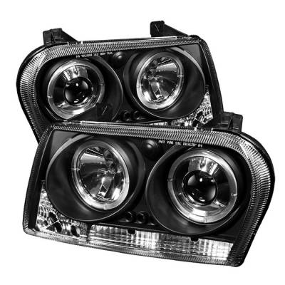 Spyder - Chrysler 300 Spyder Projector Headlights - LED Halo - LED - Black - 444-C309-HL-BK