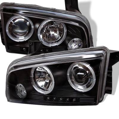 Spyder - Dodge Charger Spyder Projector Headlights - LED Halo - LED - Black - 444-DCH05-LED-BK