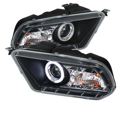 Spyder - Ford Mustang Spyder Projector Headlights CCFL Halo - DRL - Black - 444-FM2010-CCFL-DRL-BK