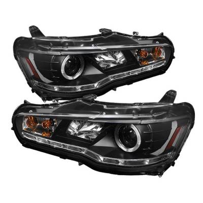Spyder - Mitsubishi Lancer Spyder Projector Headlights LED Halo - DRL - Black - 444-ML08-DRL-BK