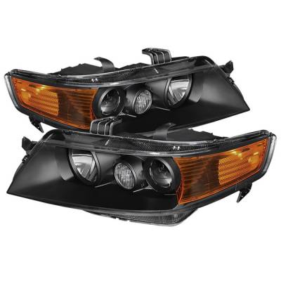Spyder - Acura TSX Spyder Amber Crystal Headlights - Black - HD-JH-ATSX04-AM-BK