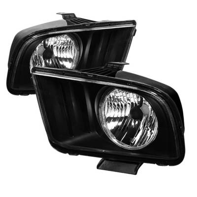 Spyder - Ford Mustang Spyder LED Crystal Headlights - Black - HD-JH-FM05-LED-BK