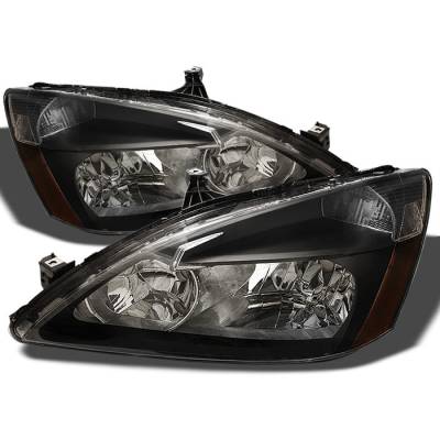 Spyder - Honda Accord Spyder Amber Crystal Headlights - Black - HD-JH-HA03-AM-BK