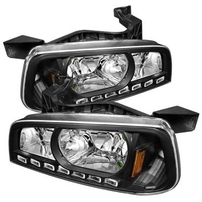 Spyder - Dodge Charger Spyder LED Crystal Headlights - Black - 1PC - HD-ON-DCH05-1PC-LED-BK