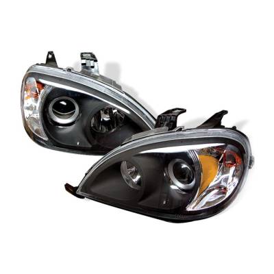 Spyder - Mercedes-Benz ML Spyder Amber Projector Headlights - Black - PRO-CL-MBW16398-AM-BK