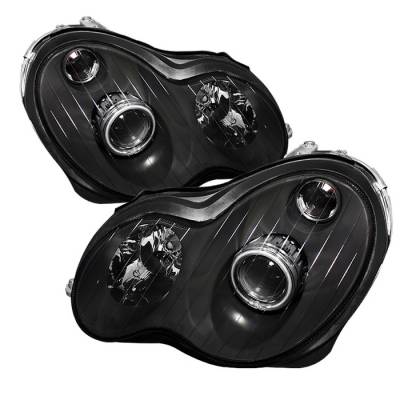 Spyder - Mercedes-Benz C Class Spyder Halo Projector Headlights - Black - PRO-CL-MW20301-HL-BK