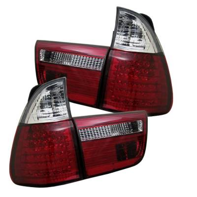 Spyder - BMW X5 Spyder LED Taillights - Red Clear - 4PC - 111-BE5300-LED-RC