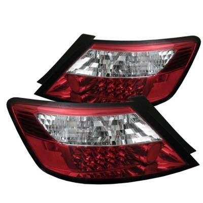 Spyder - Honda Civic 2DR Spyder LED Taillights - Red Clear - 111-HC06-2D-LED-RC