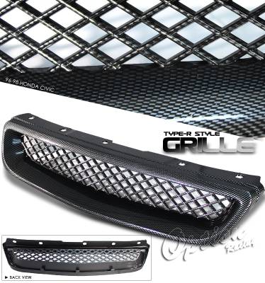 OptionRacing - Honda Civic Option Racing Mesh Sport Grille - 64-20178