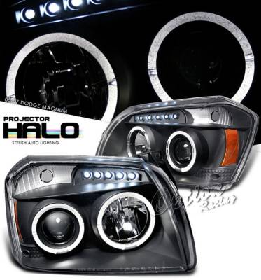 Dodge Magnum Option Racing Projector Headlights - Black with Halo - 11 ...
