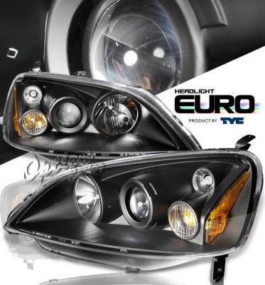 OptionRacing - Honda Civic Option Racing Projector Headlights - Black - 80-5921-95