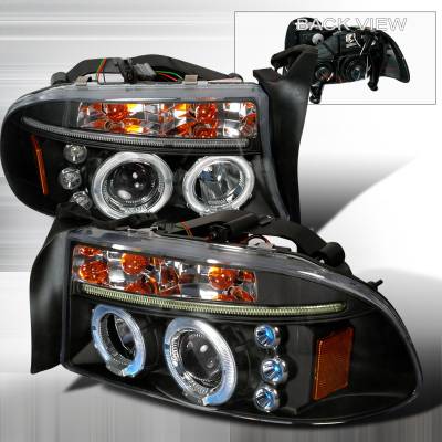 Spec-D - Dodge Dakota Spec-D Halo LED Projector Headlights - Black - 2LHP-DAK97JM-TM
