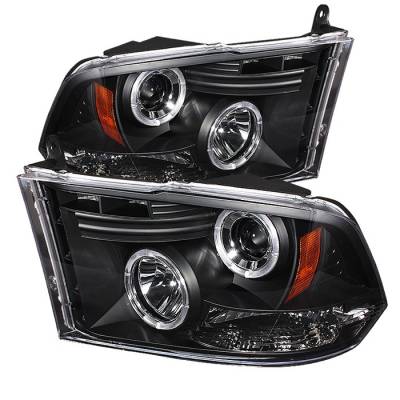 Spyder - Dodge Ram Spyder Projector Headlights LED Halo - LED - Black - 444-DR09-HL-BK