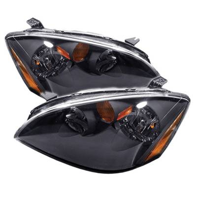 Spyder - Nissan Altima Spyder Amber Crystal Headlights - Black - HD-JH-NA02-AM-BK