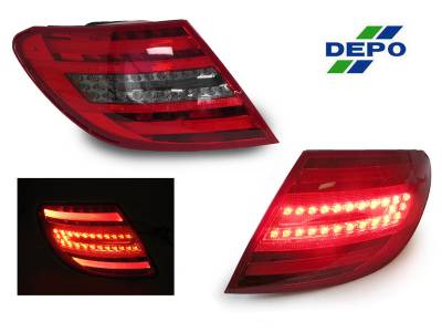 Depo - Mercedes W204 Maxzone Red/Smoke Led Lightbar DEPO Tail Lights