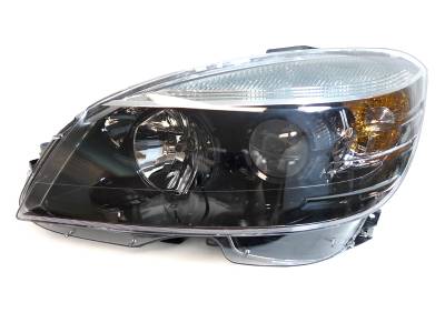 Depo - Mercedes W204 C Class Black Projector DEPO Headlight - Halogen Model