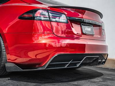 RW Carbon - Tesla Model S / Plaid Carbon Fiber Rear Diffuser tesla034