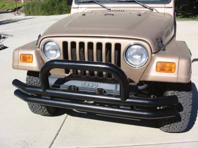 Rampage - Jeep Wrangler Rampage Double Tube Bumper - Front with Hoop - Black - 8620