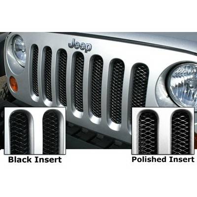 Rampage - Jeep Wrangler Rampage 3D Steel Grille - Gloss Black with Clear Coat Polished Highlights - Each - 86513