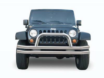 Rampage - Jeep Wrangler Rampage Double Tube Bumper - Front with Hoop - Black - 86620