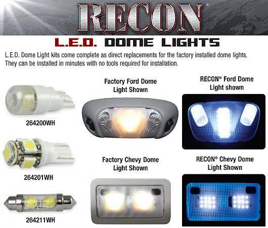 Recon - Ford Mustang Recon LED Dome Lights - 264166