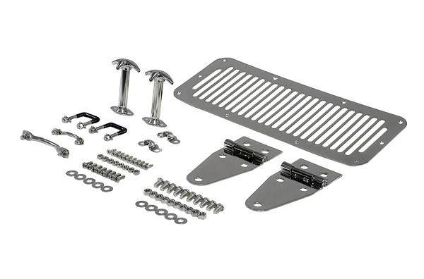 Omix - Rugged Ridge Hood Kit - For Use with Full Doors - Stainless Steel - 11101-01