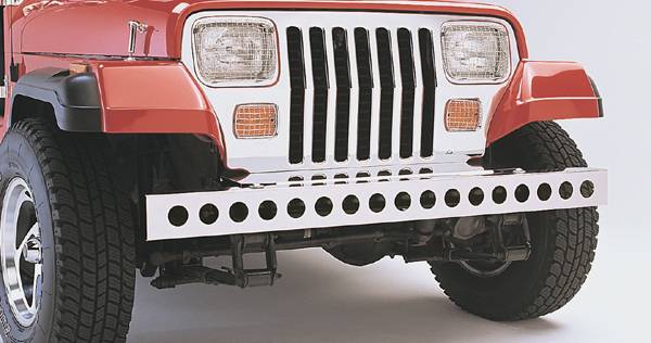 Omix - Rugged Ridge Front Bumper Treatment with Holes - Stainless Steel - 11107-02