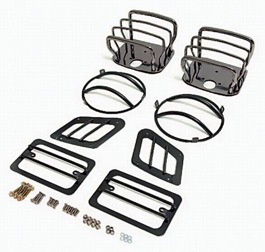 Omix - Rugged Ridge Euro Guard Kit - Headlight & Taillight & Side Marker Guard - Black Chrome - 11180-05