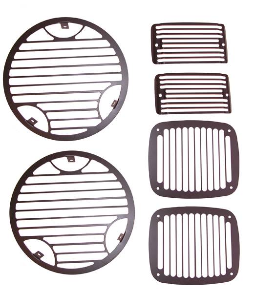 Omix - Rugged Ridge Billet Stone Head Light Guard Kit Kit - Black - 6 Piece - 11236-21