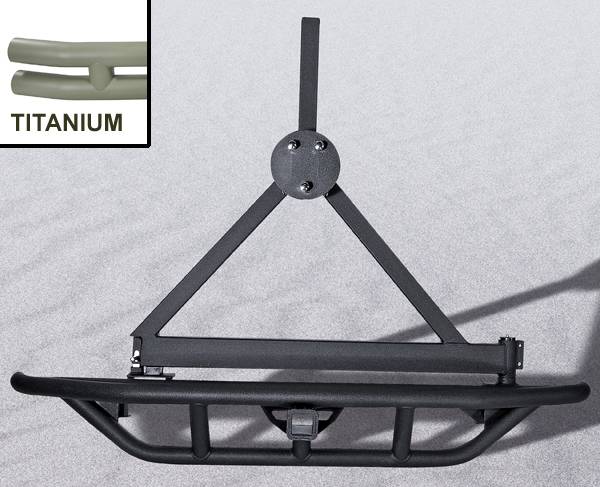 Omix - Outland RRC - Rear Bumper with Tire Carrier - Titanium - 11503-14