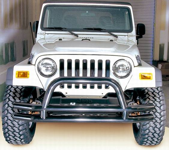 Omix - Outland Front Tube Bumper with Riser - Black - 11560-01