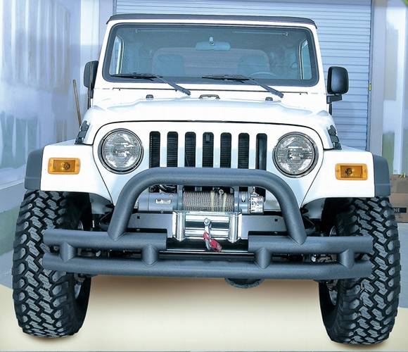 Omix - Outland Front Bumper with Winch Cut Out - Textured Black - 11561-03