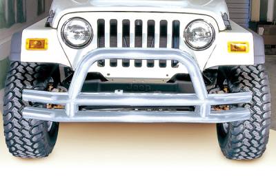 Omix - Outland Front Tube Bumper with Riser - Stainless - 11563-01