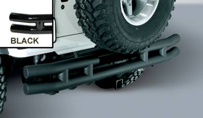 Omix - Outland Rear Tube Bumper with Hitch - Black - 11570-04