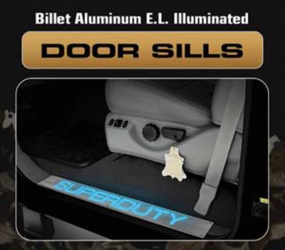 Recon - Recon Billet EL Illuminated Door Sill Kick Plate - Black - 264121CHBK