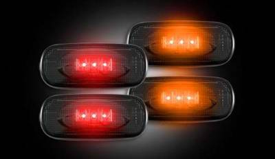 Recon - Recon LED Fender Lenses - Smoked Lens Black Trim - 2 Red and 2 Amber - 4PC - 264131BK